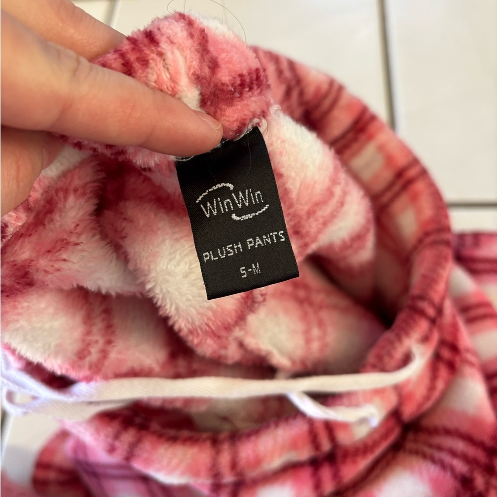 WinWin Pink Plaid Plush Pants
